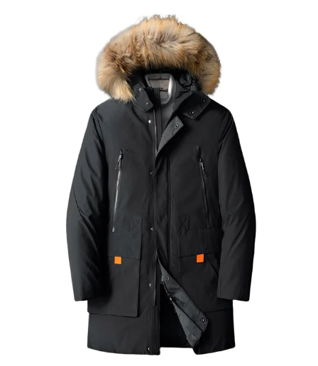 Geïsoleerde herenparka met capuchon van imitatiebont