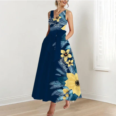 Isabella – marineblauwe maxi-jurk