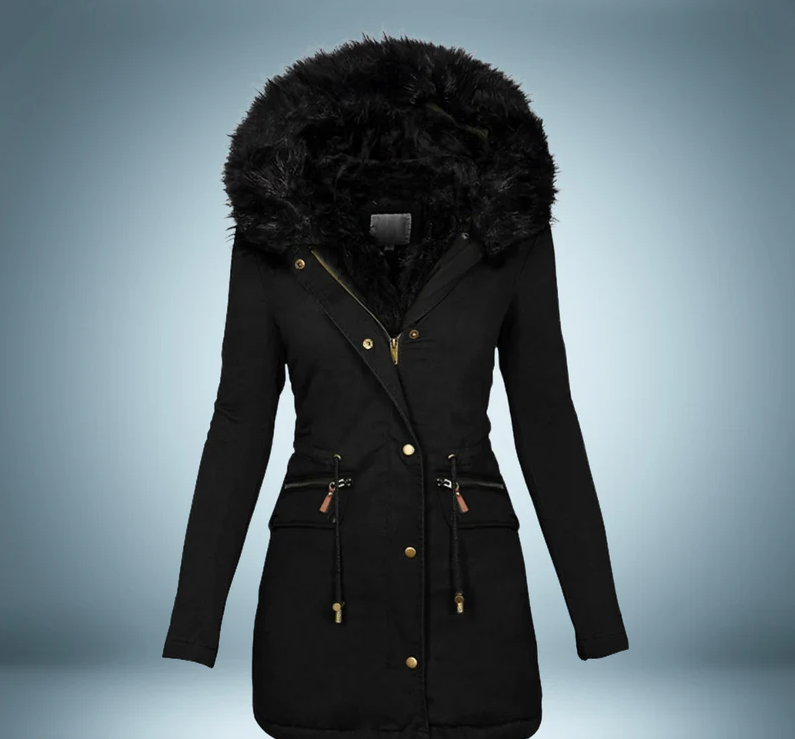 Elegante parka met bontkraag