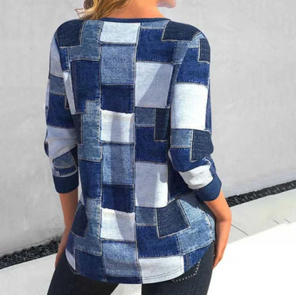 Ulrike - trendy top met lange mouwen en geometrisch patroon voor dames