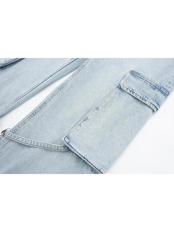 Jessamine l wijde jeans met vetersluiting