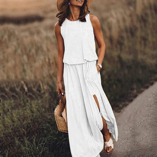 Amelia – relaxte witte maxi-jurk