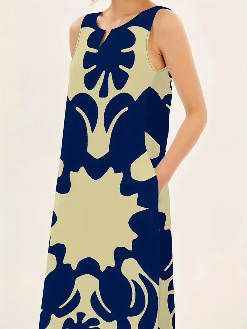 Isabella - maxi-jurk met v-hals en grafische print