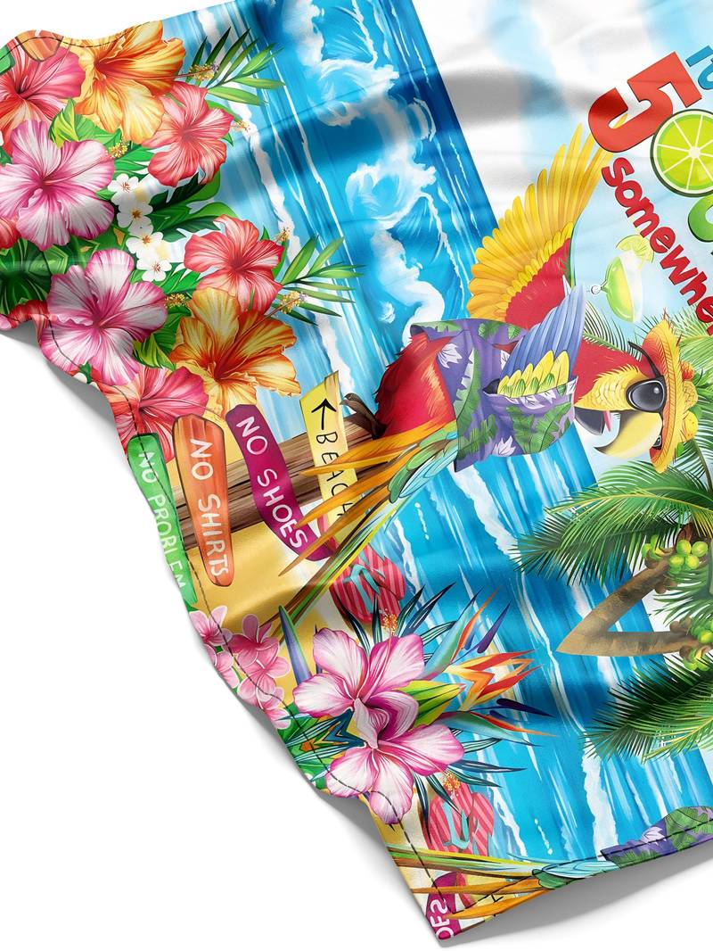 Liam – oversized Hawaiishirt met grafische papegaaiprint