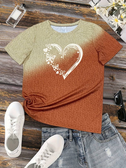 Ava – t-shirt met vlinderhartprint en ronde hals