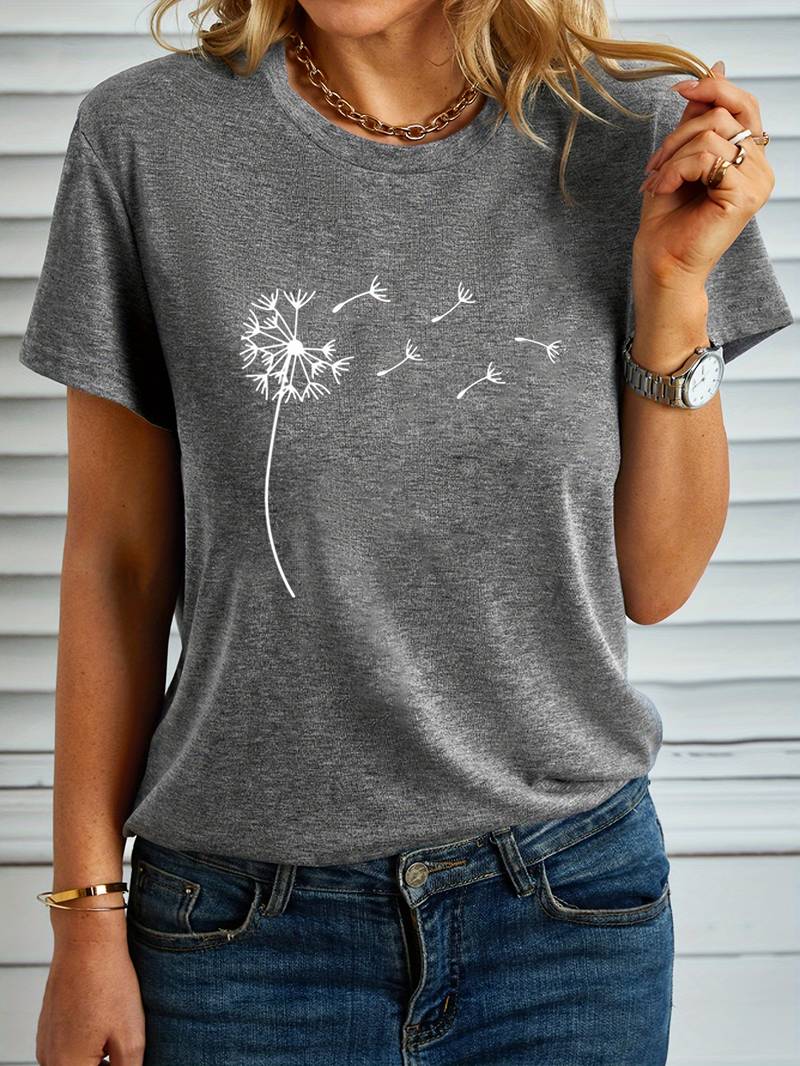 Zephyra t-shirt met paardenbloem- en vlinderprint