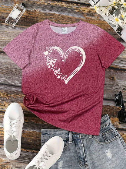 Ava – t-shirt met vlinderhartprint en ronde hals