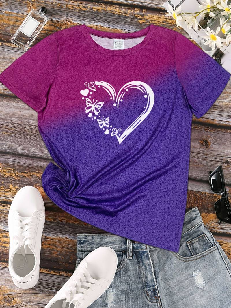 Ava – t-shirt met vlinderhartprint en ronde hals