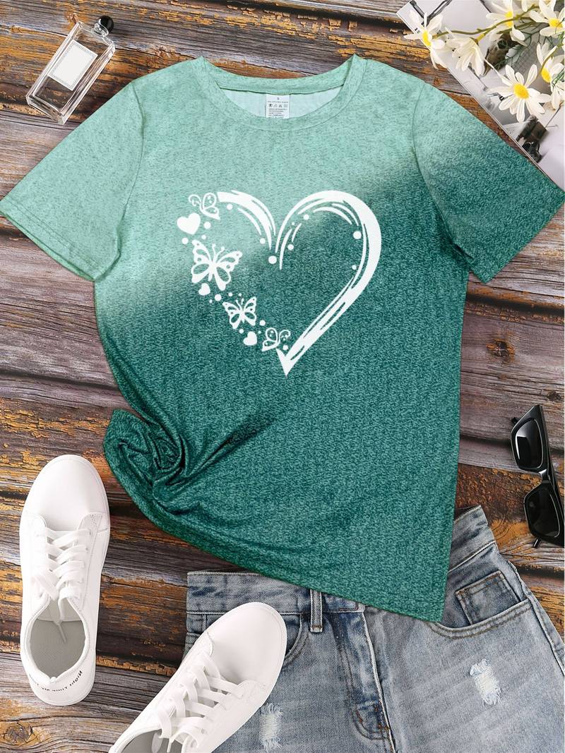 Ava – t-shirt met vlinderhartprint en ronde hals