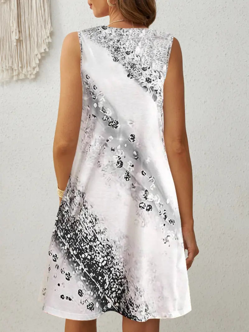 Faye - jurk met ronde hals en abstracte print