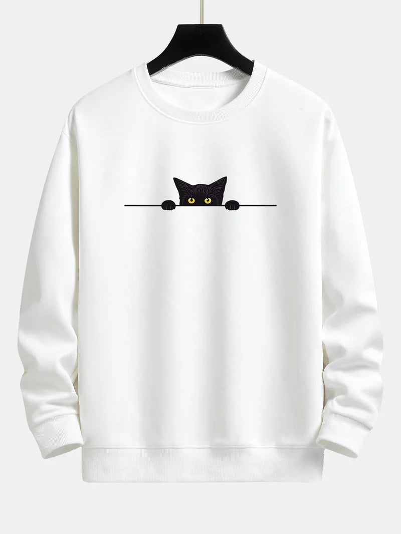 Noach | relax fit sweatshirt met zwarte kattenprint