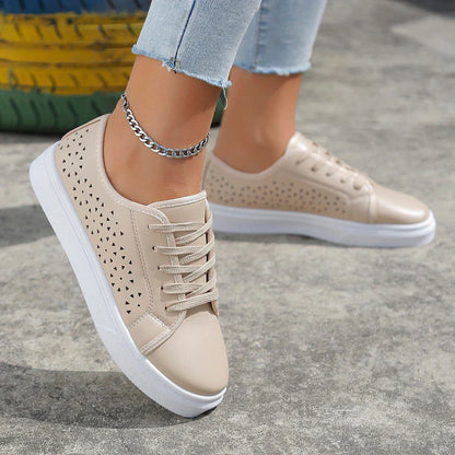 Sophia - beige sneaker met veters