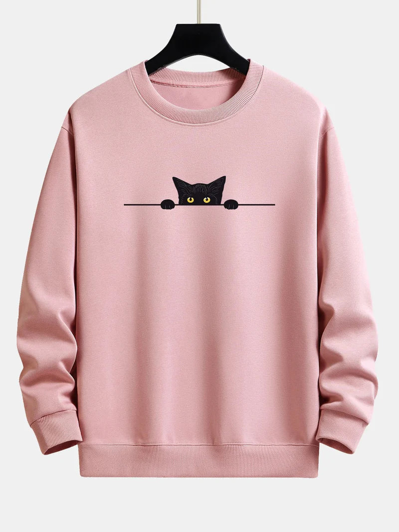 Noach | relax fit sweatshirt met zwarte kattenprint