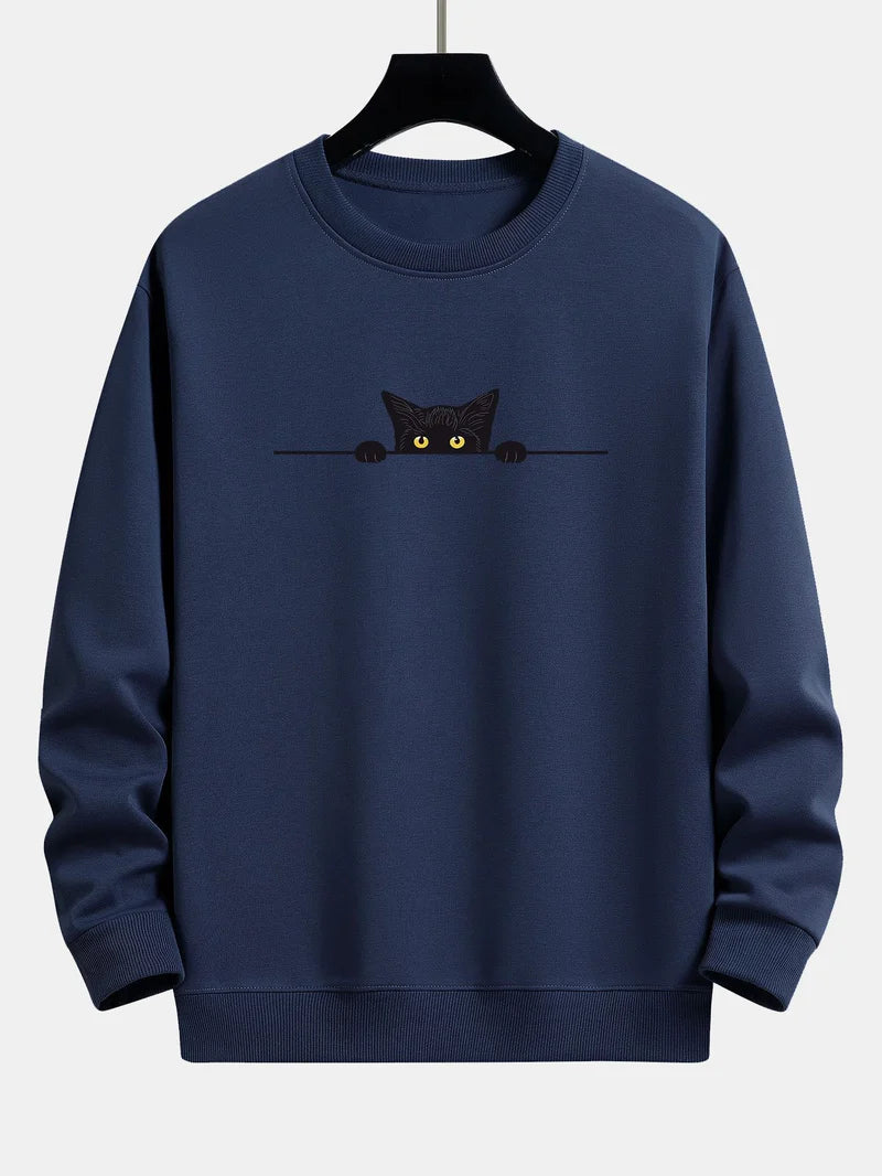 Noach | relax fit sweatshirt met zwarte kattenprint