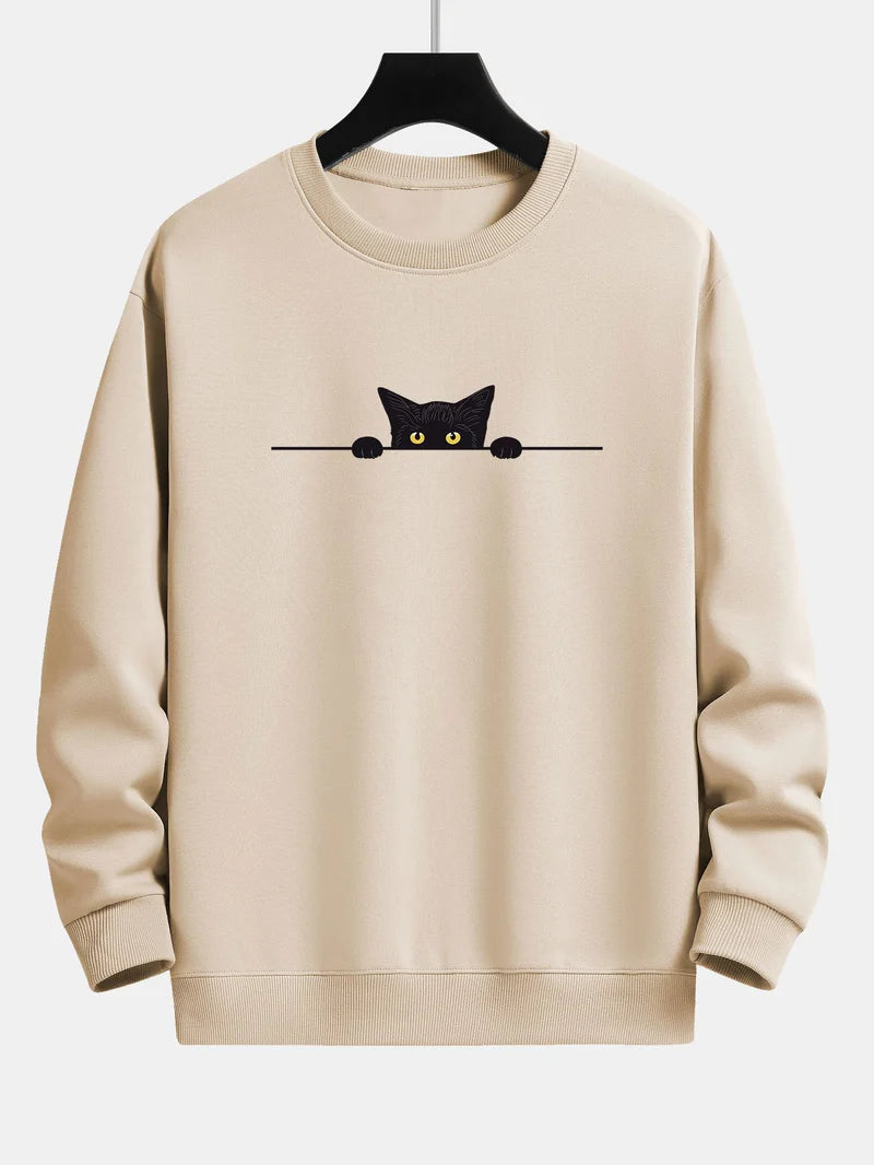 Noach | relax fit sweatshirt met zwarte kattenprint