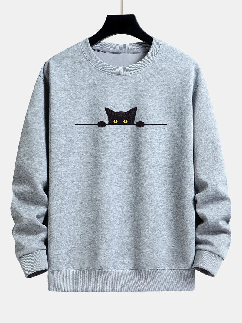 Noach | relax fit sweatshirt met zwarte kattenprint