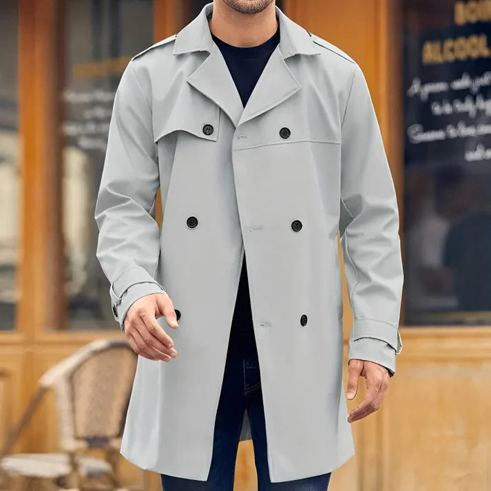 Klassieke winter trenchcoat met dubbele knopen - leon