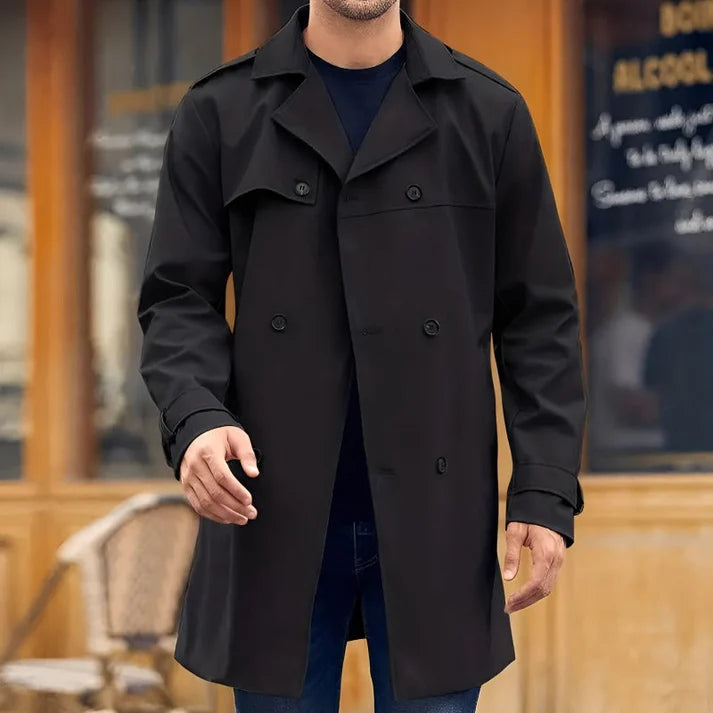 Klassieke winter trenchcoat met dubbele knopen - leon