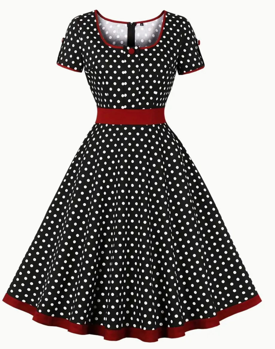 RETRO CHIC - Prachtige vintage polkajurk voor lente/zomer