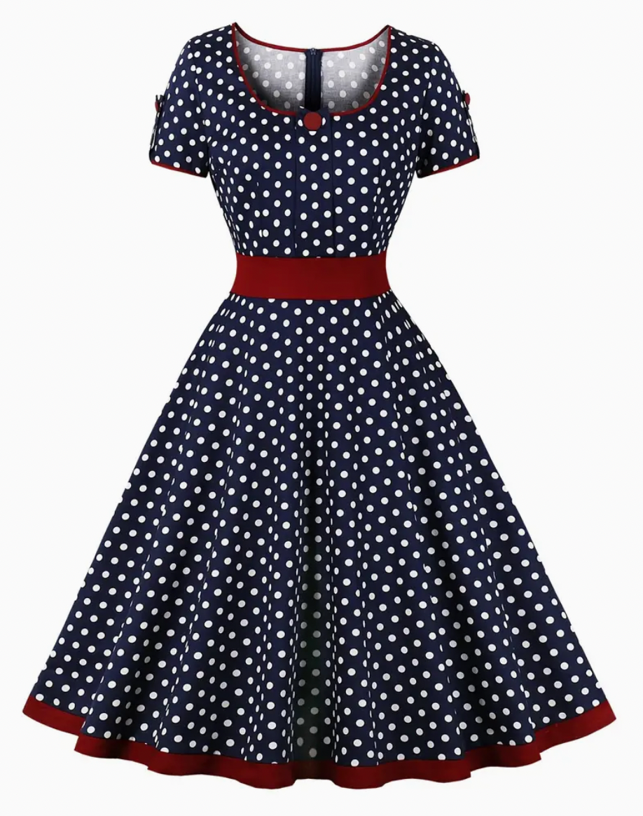 RETRO CHIC - Prachtige vintage polkajurk voor lente/zomer