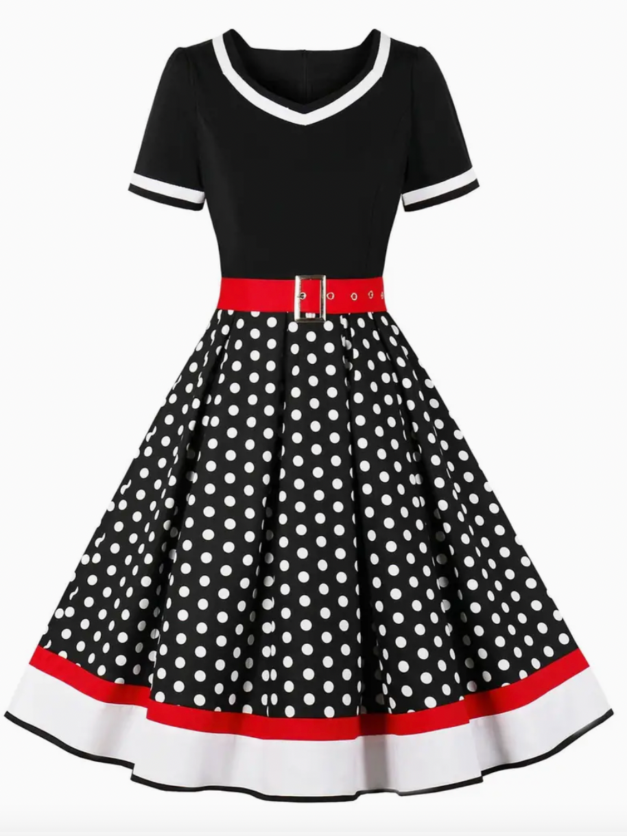 RETRO CHIC  - Schönes Vintage Polka Kleid für den Frühling/Sommer