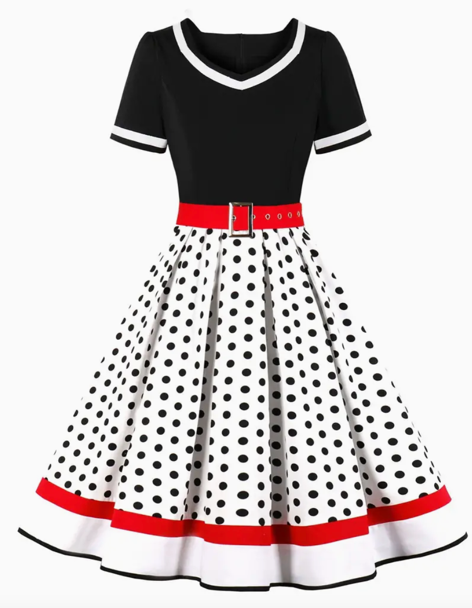 RETRO CHIC  - Schönes Vintage Polka Kleid für den Frühling/Sommer